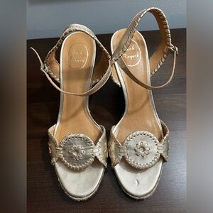 Jack Rogers Wedge Sandal, Gold. Size 10. EUC